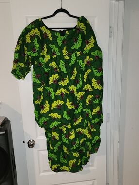 Green Floral Print Women's Dress